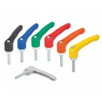 KIPP K1702外螺紋插件藍色鈍化鋼可調節塑料手柄